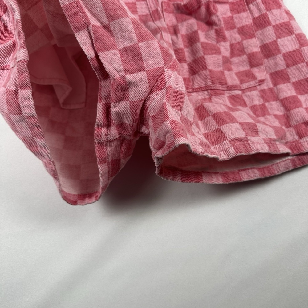 Entro Pink Checkered Romper Size S Button Front Collared Elastic Waist Y2K Retro - Picture 7 of 7